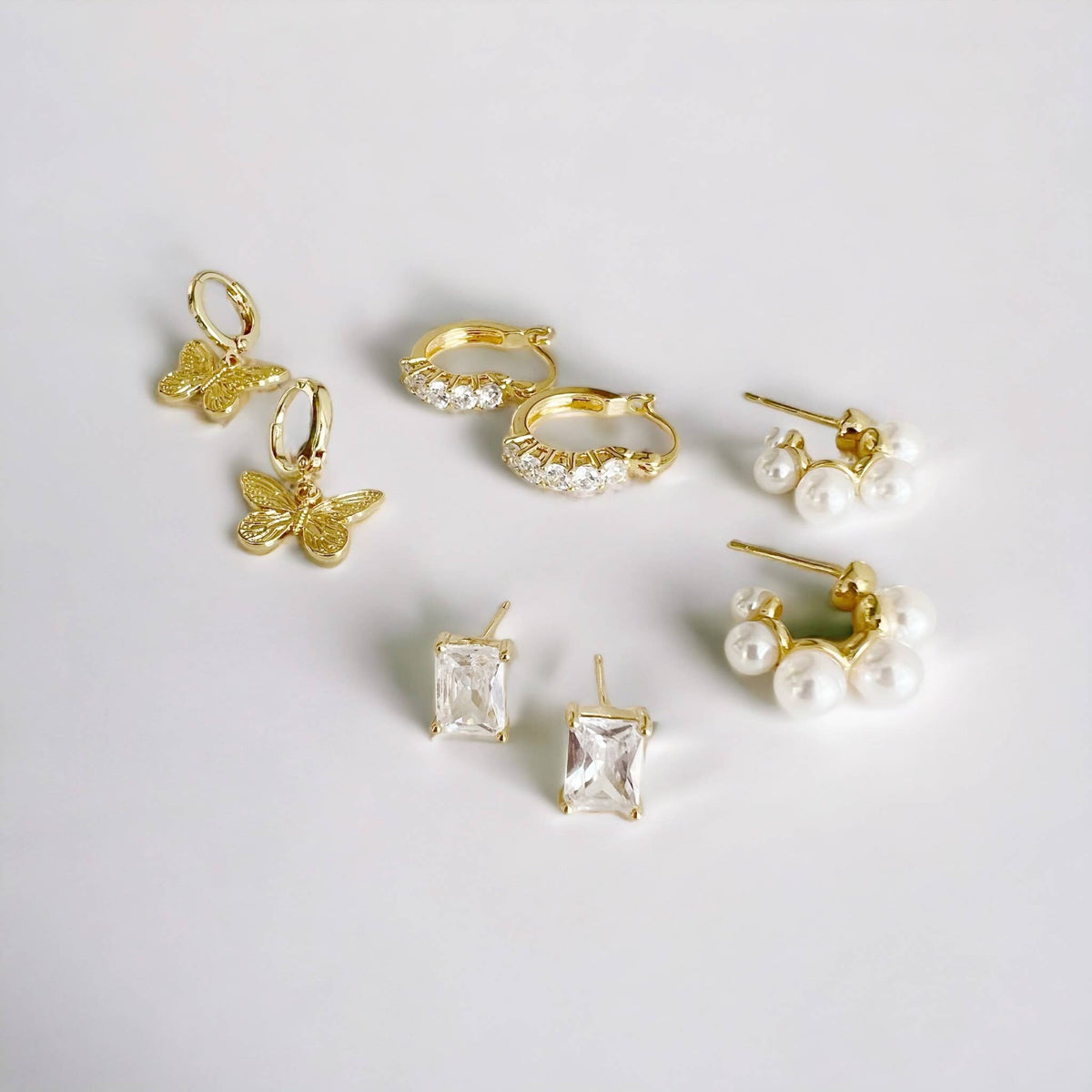 Goldie CZ Diamond Stud Earrings | 14K Gold Filled