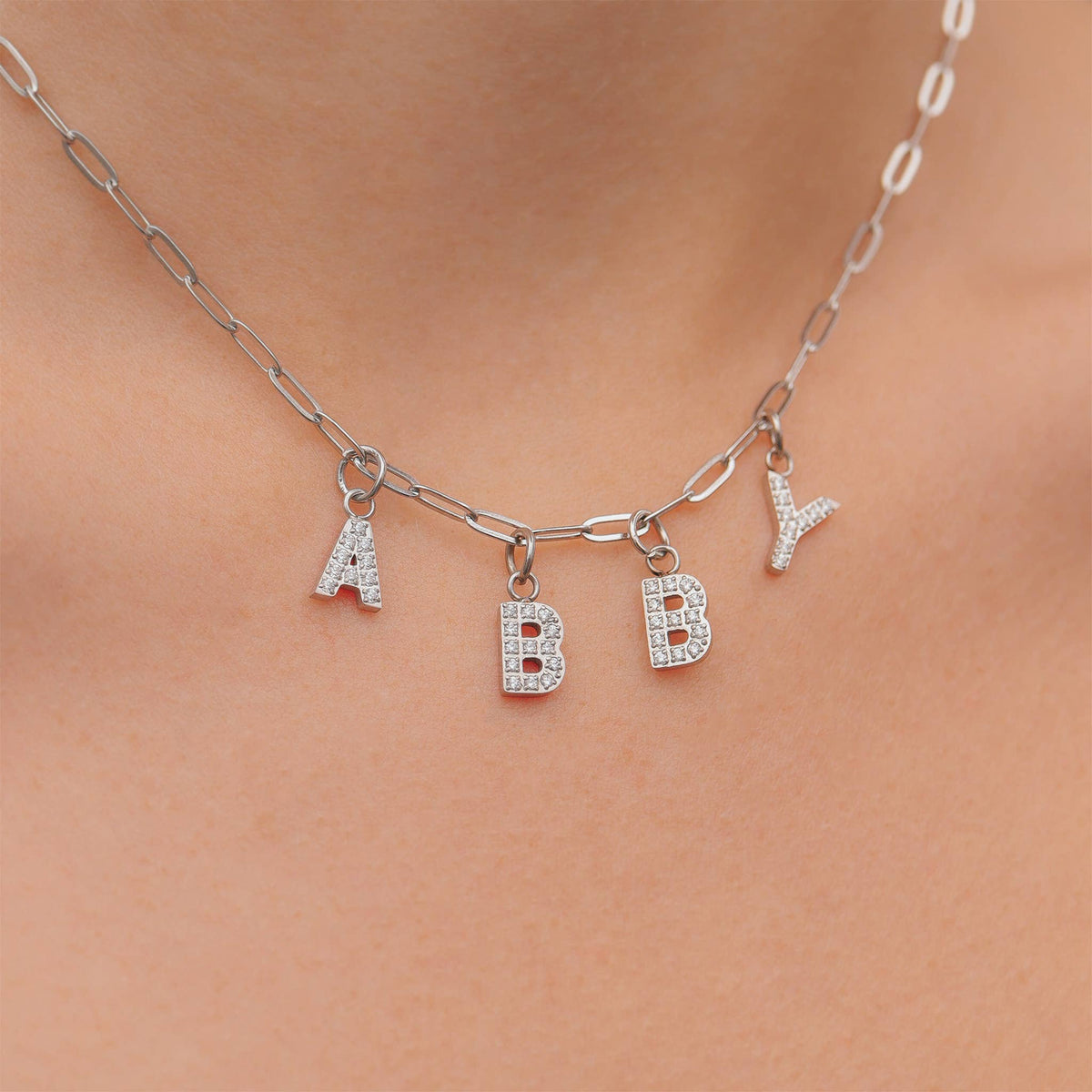 Silver Pavé CZ Initial Charm | Waterproof Letter Charm