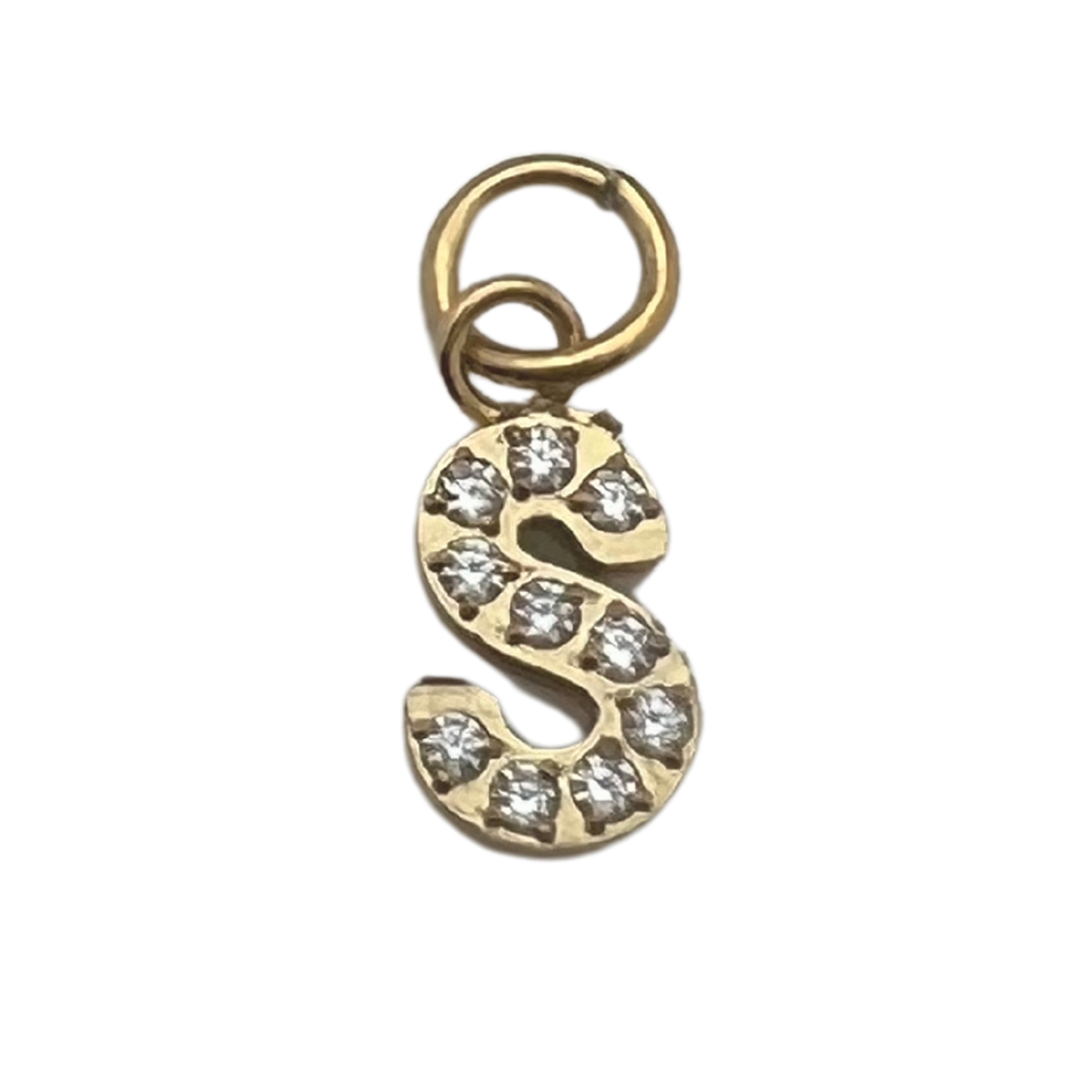 Gold Pavé CZ Initial Letter Charm | Waterproof Charm