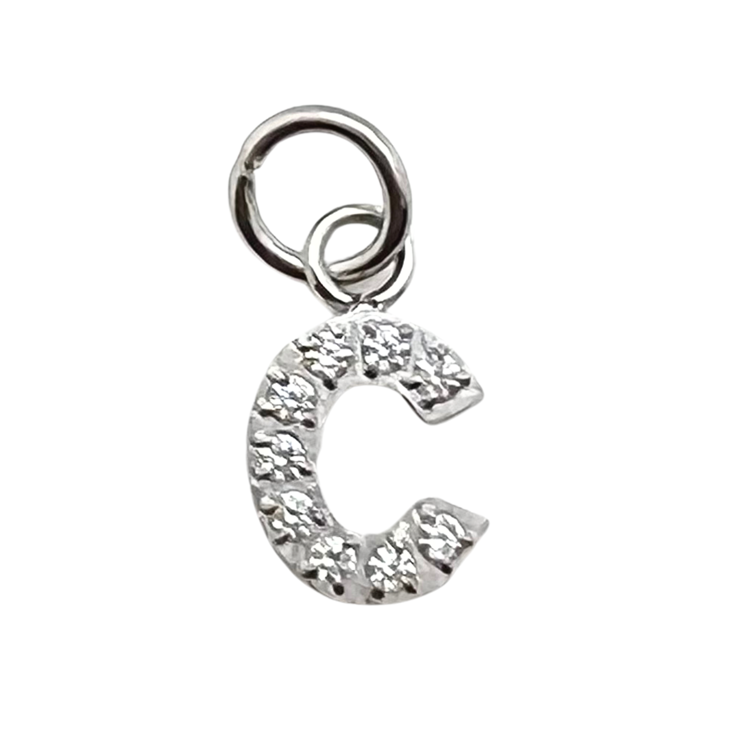 Silver Pavé CZ Initial Charm | Waterproof Letter Charm