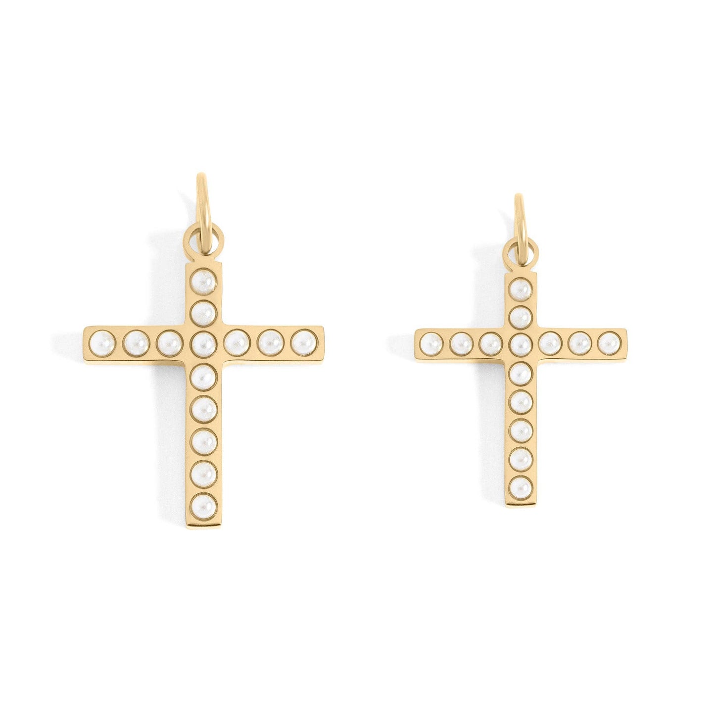 Pearl Beaded Cross Charm | Waterproof Faith Charm