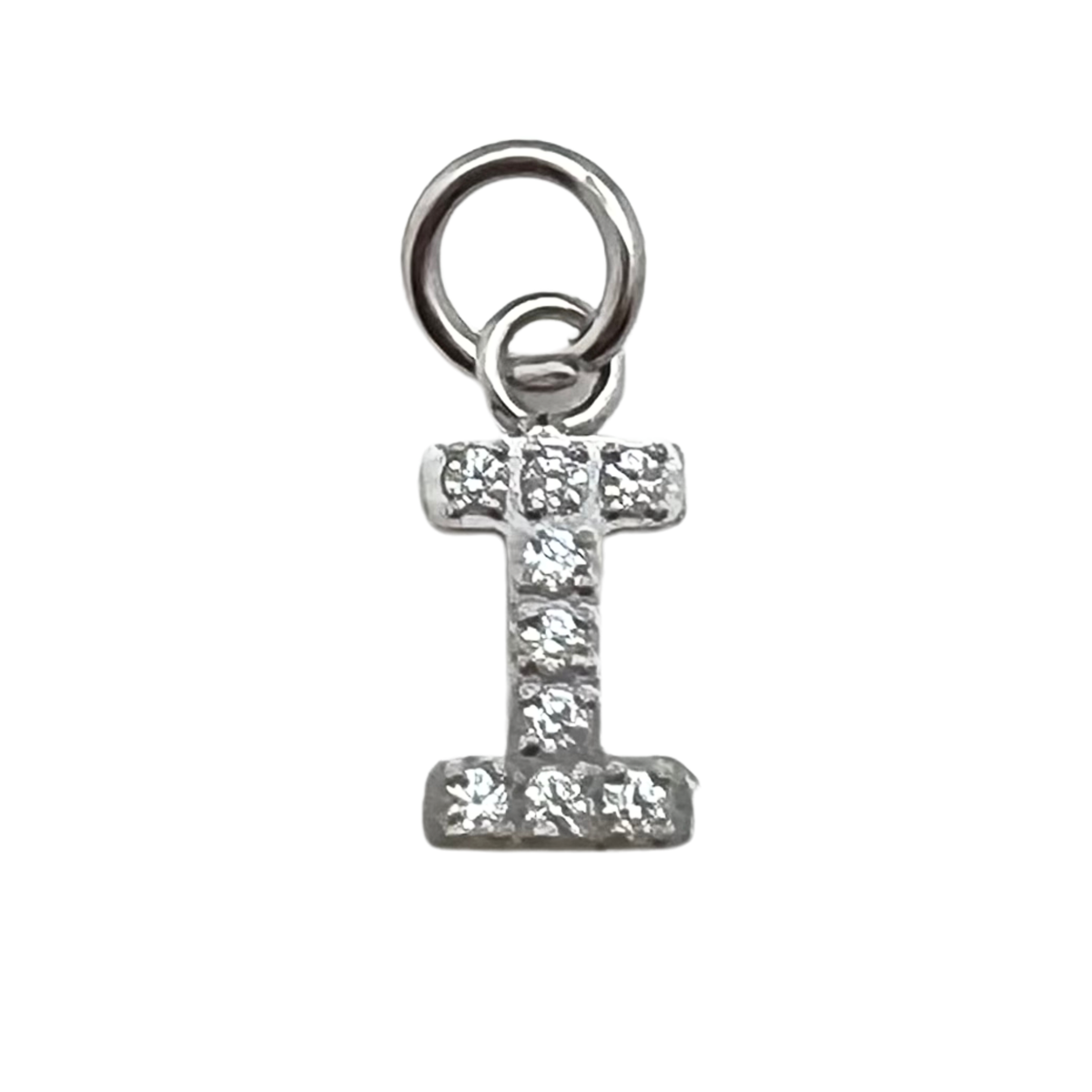Silver Pavé CZ Initial Charm | Waterproof Letter Charm