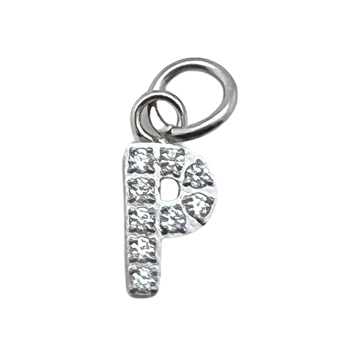 Silver Pavé CZ Initial Charm | Waterproof Letter Charm