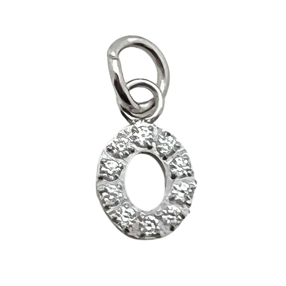 Silver Pavé CZ Initial Charm | Waterproof Letter Charm