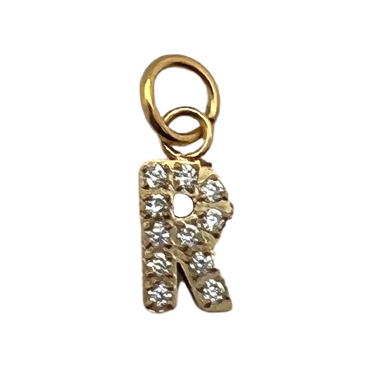 Gold Pavé CZ Initial Letter Charm | Waterproof Charm