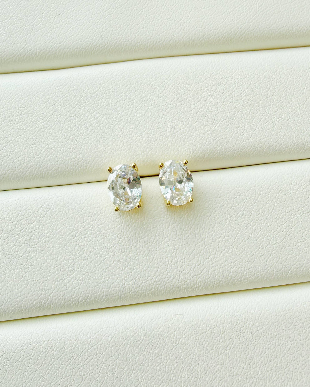 Lucy CZ Diamond Stud Earrings | 14K Gold Filled