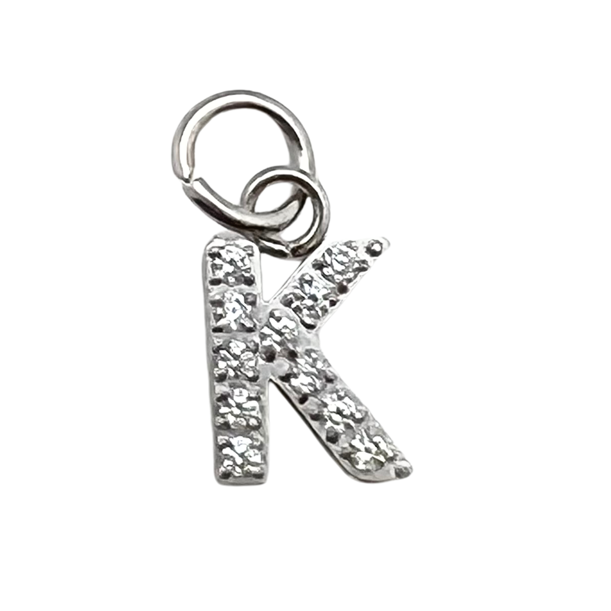 Silver Pavé CZ Initial Charm | Waterproof Letter Charm