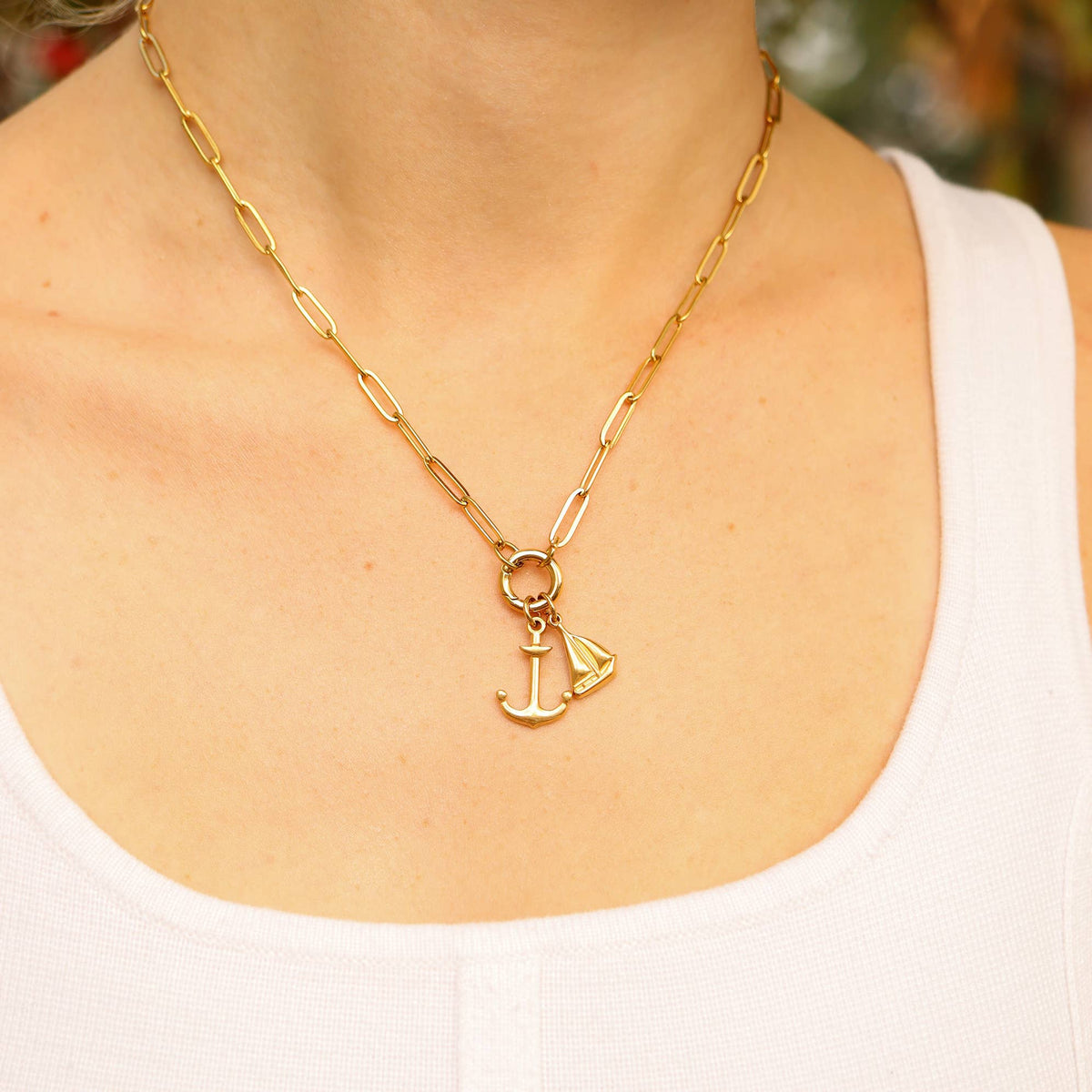 Paperclip Charm Holder Necklace | Gold & Silver Carabiner Necklace
