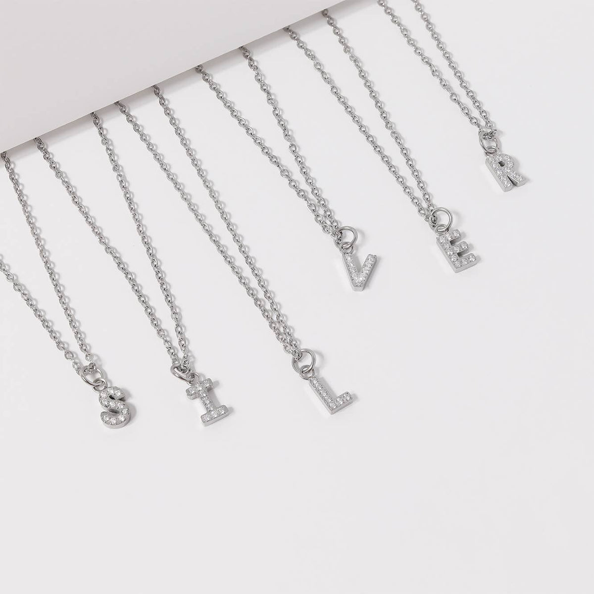 Silver Pavé CZ Initial Charm | Waterproof Letter Charm