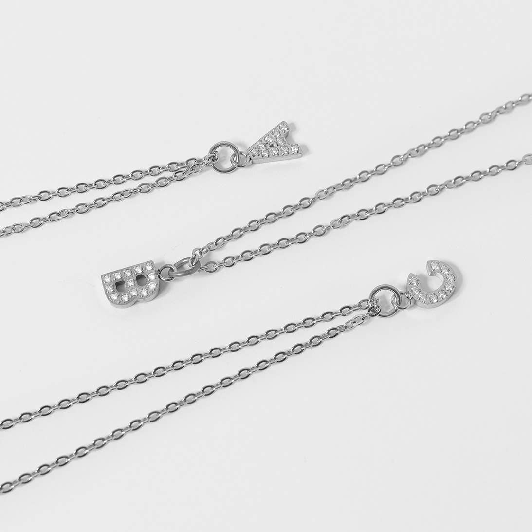 Silver Pavé CZ Initial Charm | Waterproof Letter Charm