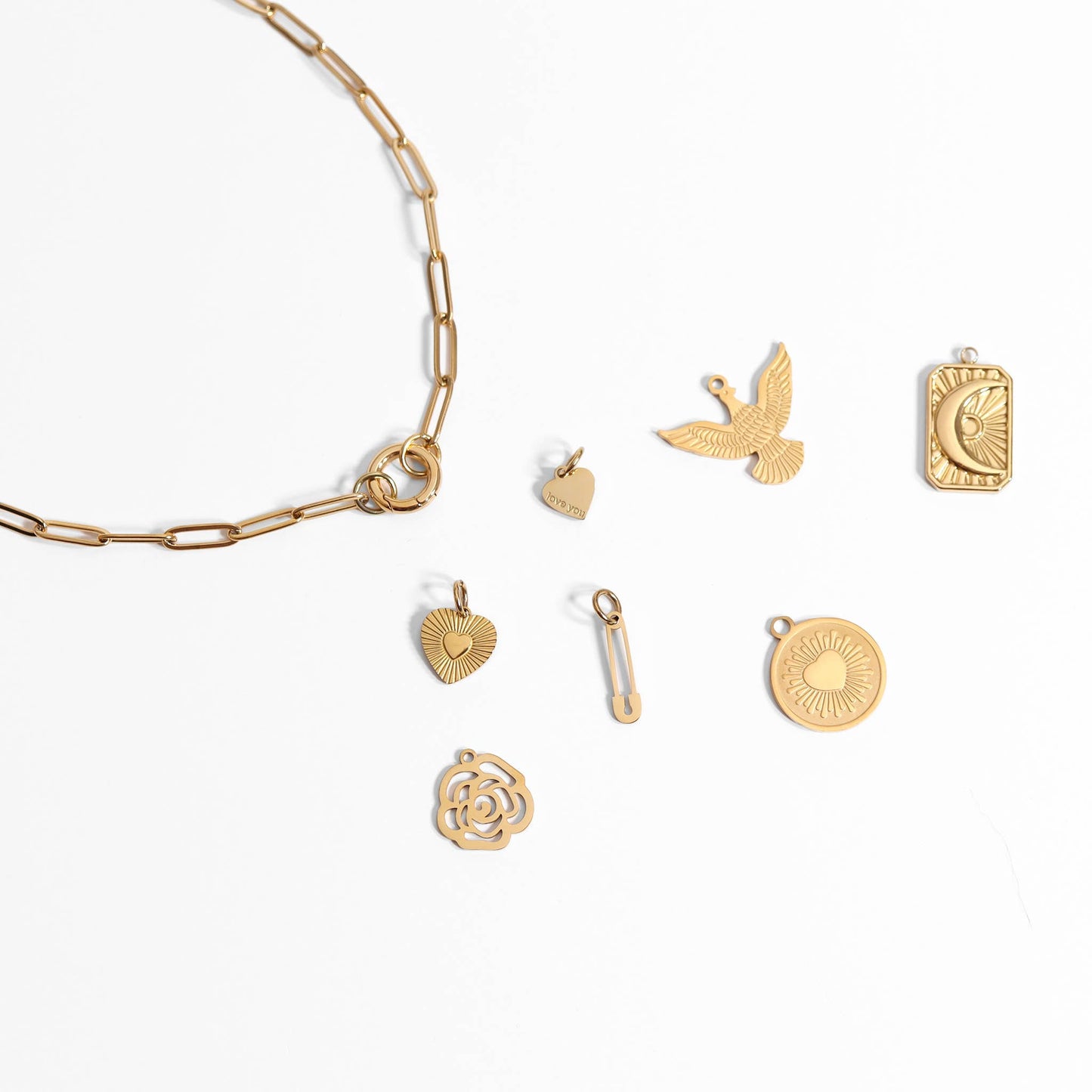 Paperclip Charm Holder Necklace | Gold & Silver Carabiner Necklace
