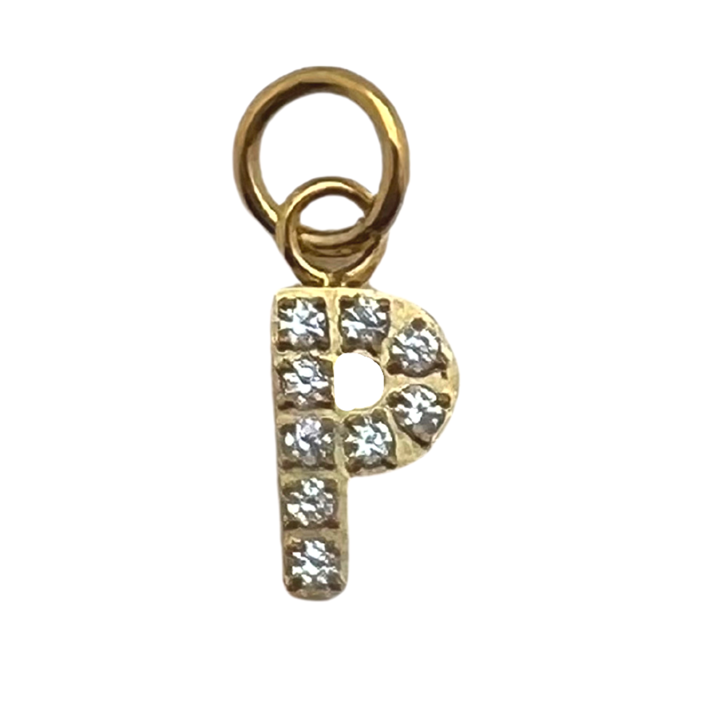 Gold Pavé CZ Initial Letter Charm | Waterproof Charm