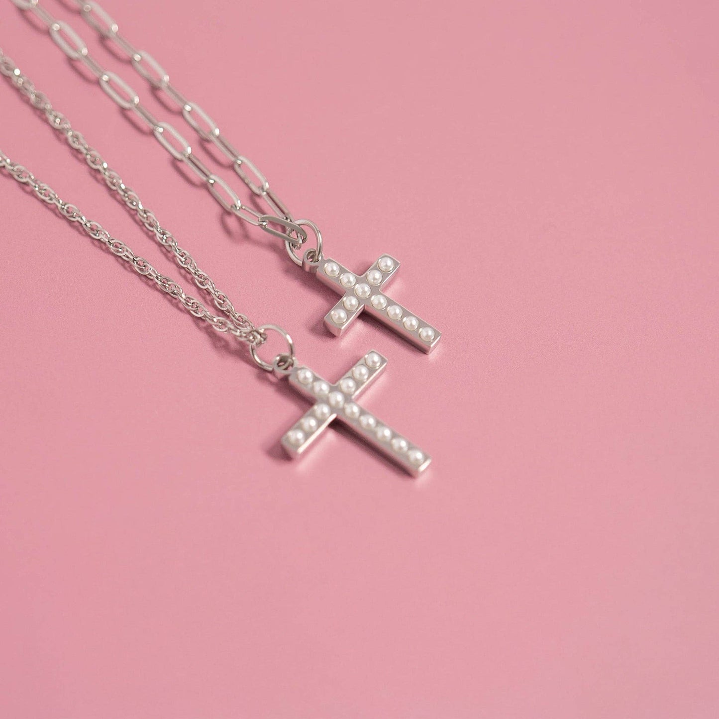 Pearl Beaded Cross Charm | Waterproof Faith Charm