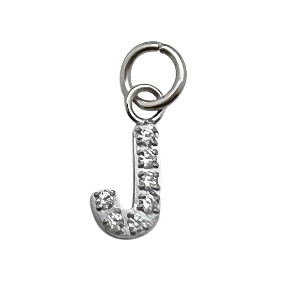 Silver Pavé CZ Initial Charm | Waterproof Letter Charm