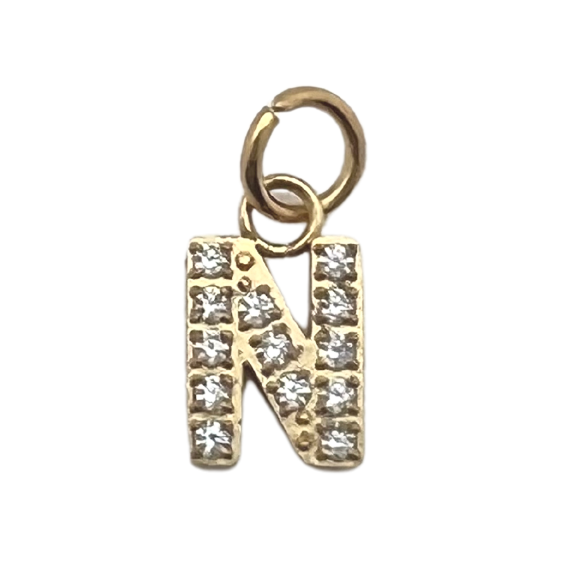 Gold Pavé CZ Initial Letter Charm | Waterproof Charm