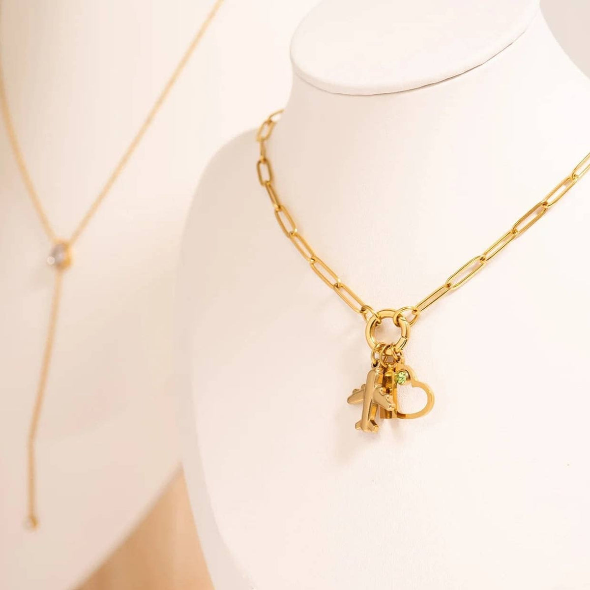 Paperclip Charm Holder Necklace | Gold & Silver Carabiner Necklace
