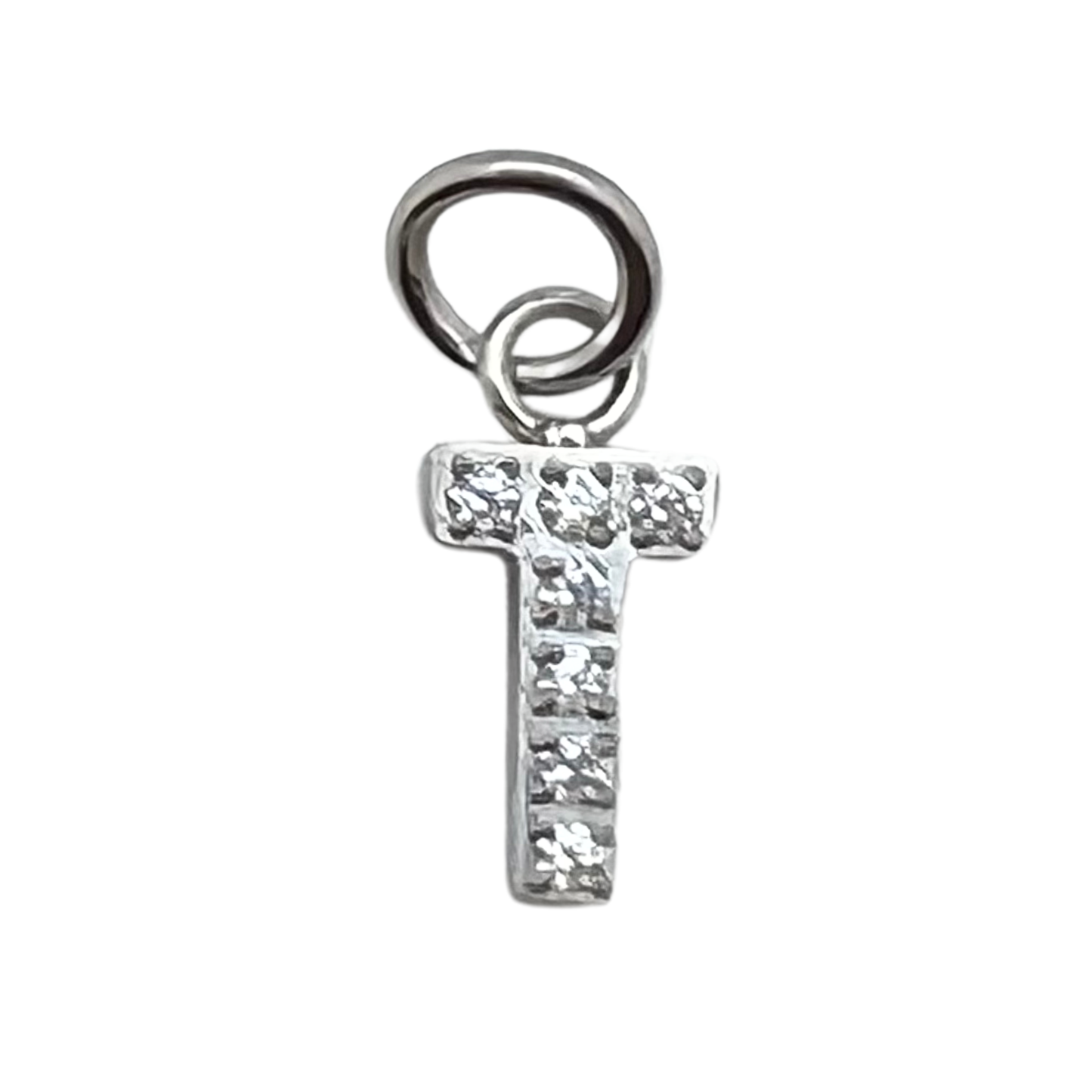 Silver Pavé CZ Initial Charm | Waterproof Letter Charm