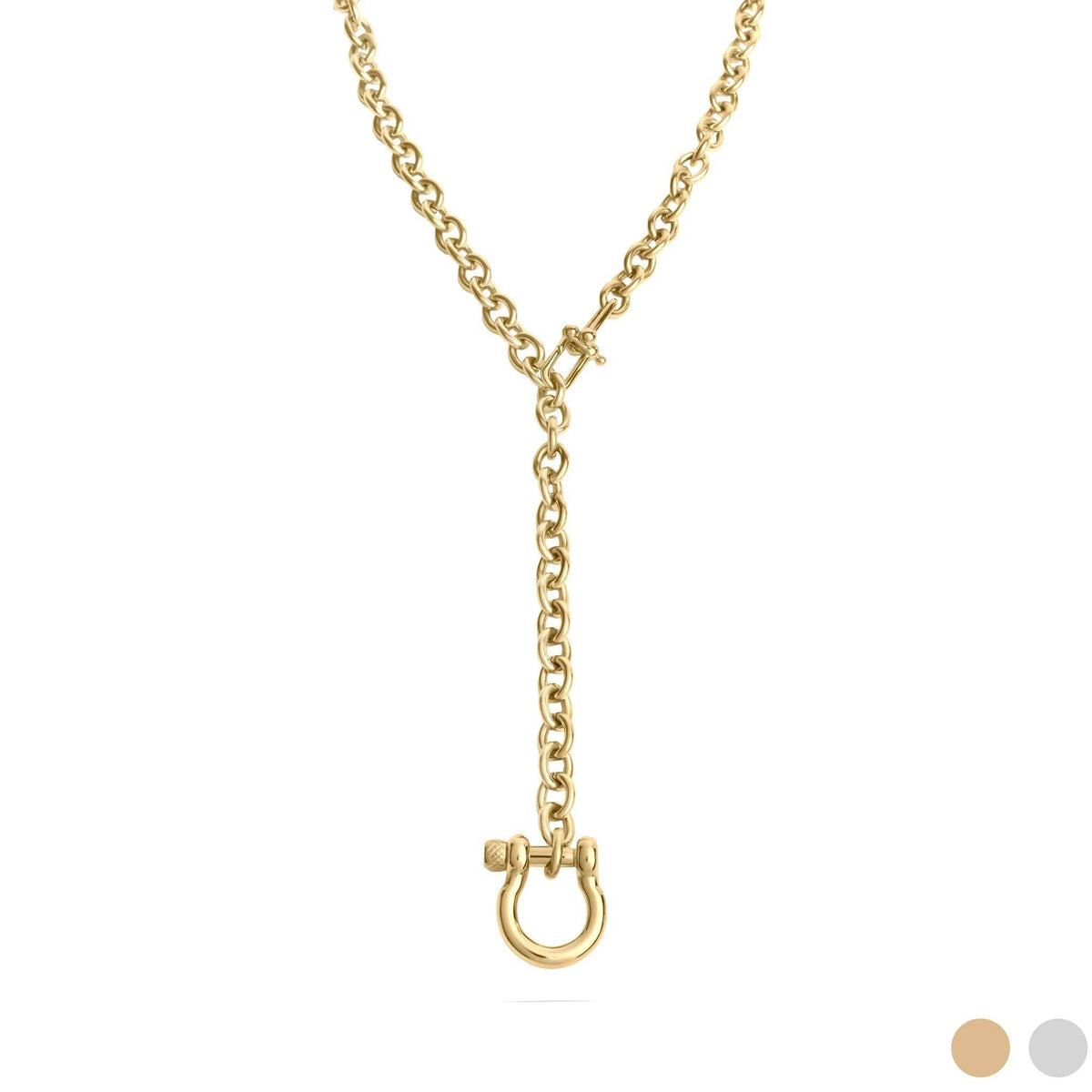 Gold Horseshoe Carabiner Y Necklace | 18K Gold PVD