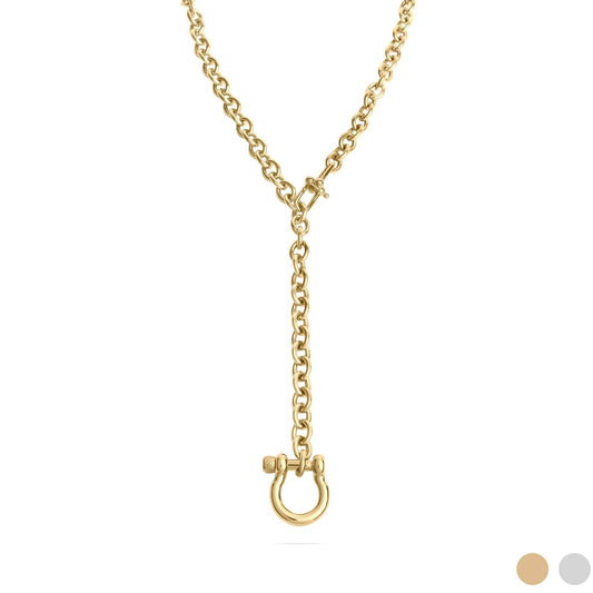Gold Horseshoe Carabiner Y Necklace | 18K Gold PVD
