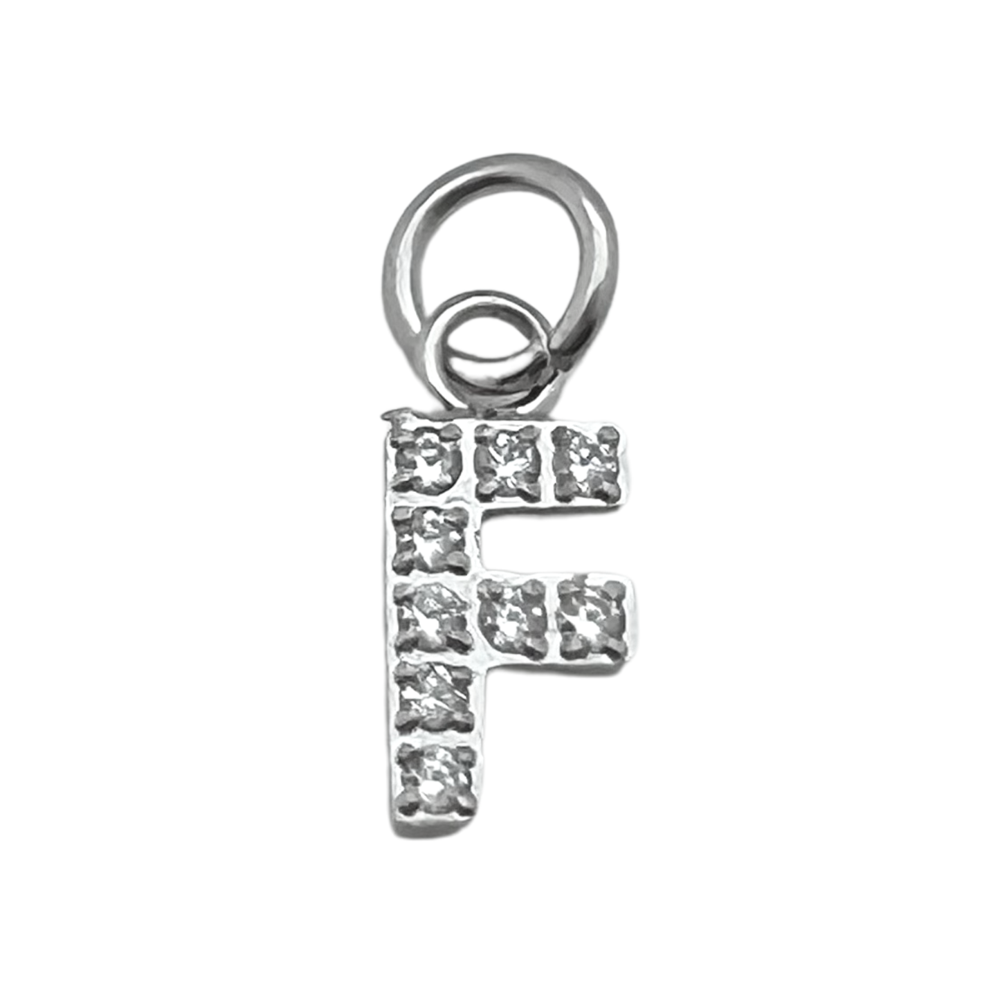 Silver Pavé CZ Initial Charm | Waterproof Letter Charm