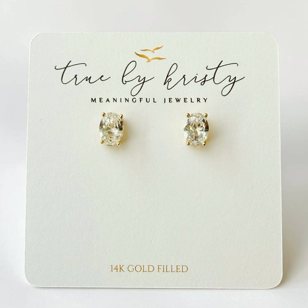 Lucy CZ Diamond Stud Earrings | 14K Gold Filled