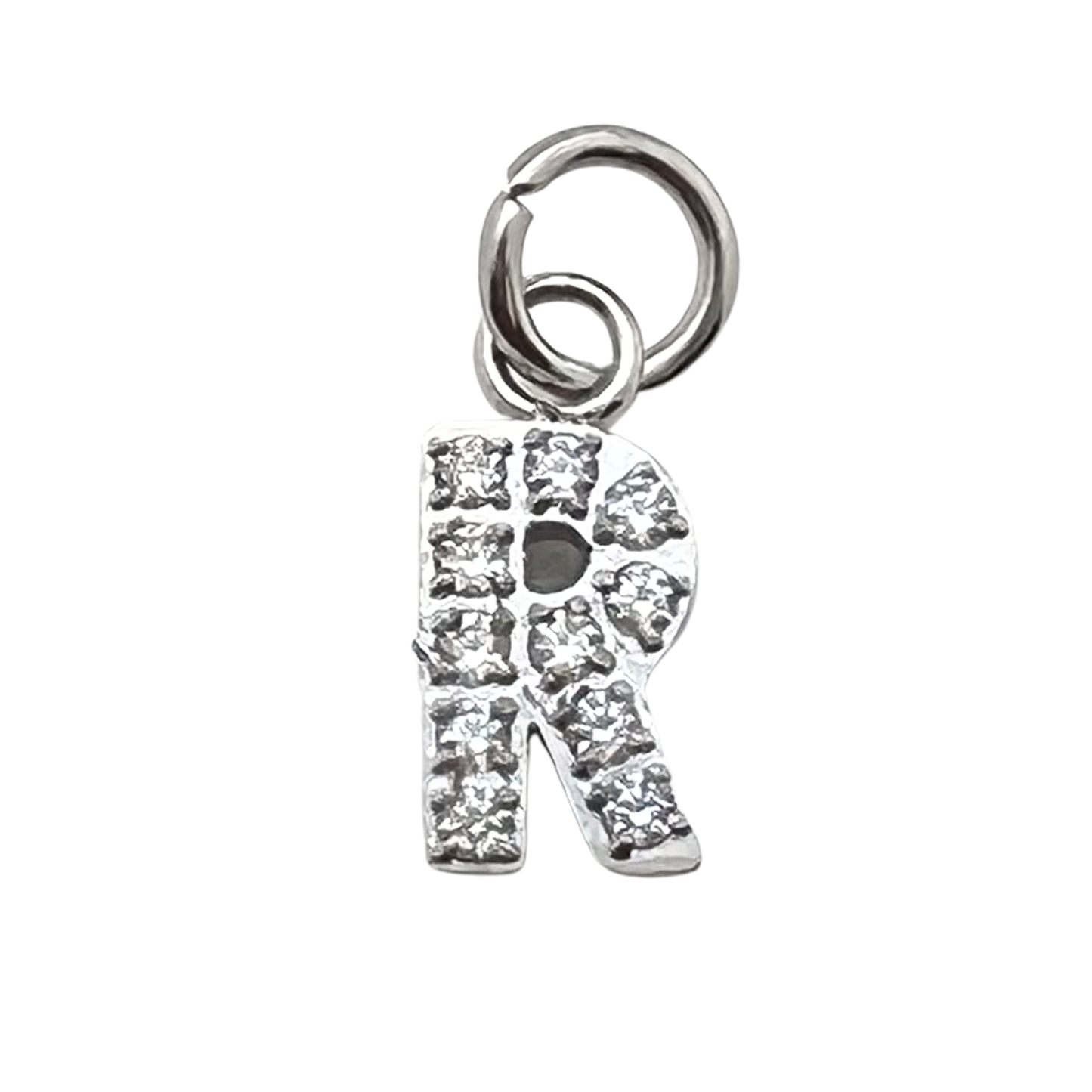 Silver Pavé CZ Initial Charm | Waterproof Letter Charm