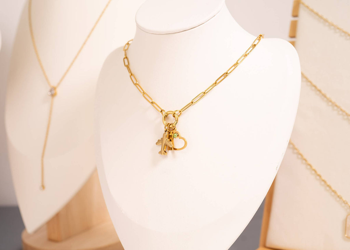 Paperclip Charm Holder Necklace | Gold & Silver Carabiner Necklace