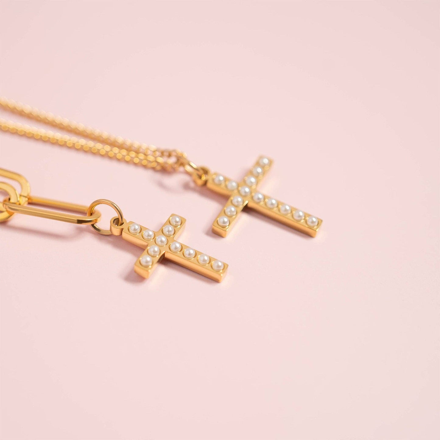 Pearl Beaded Cross Charm | Waterproof Faith Charm