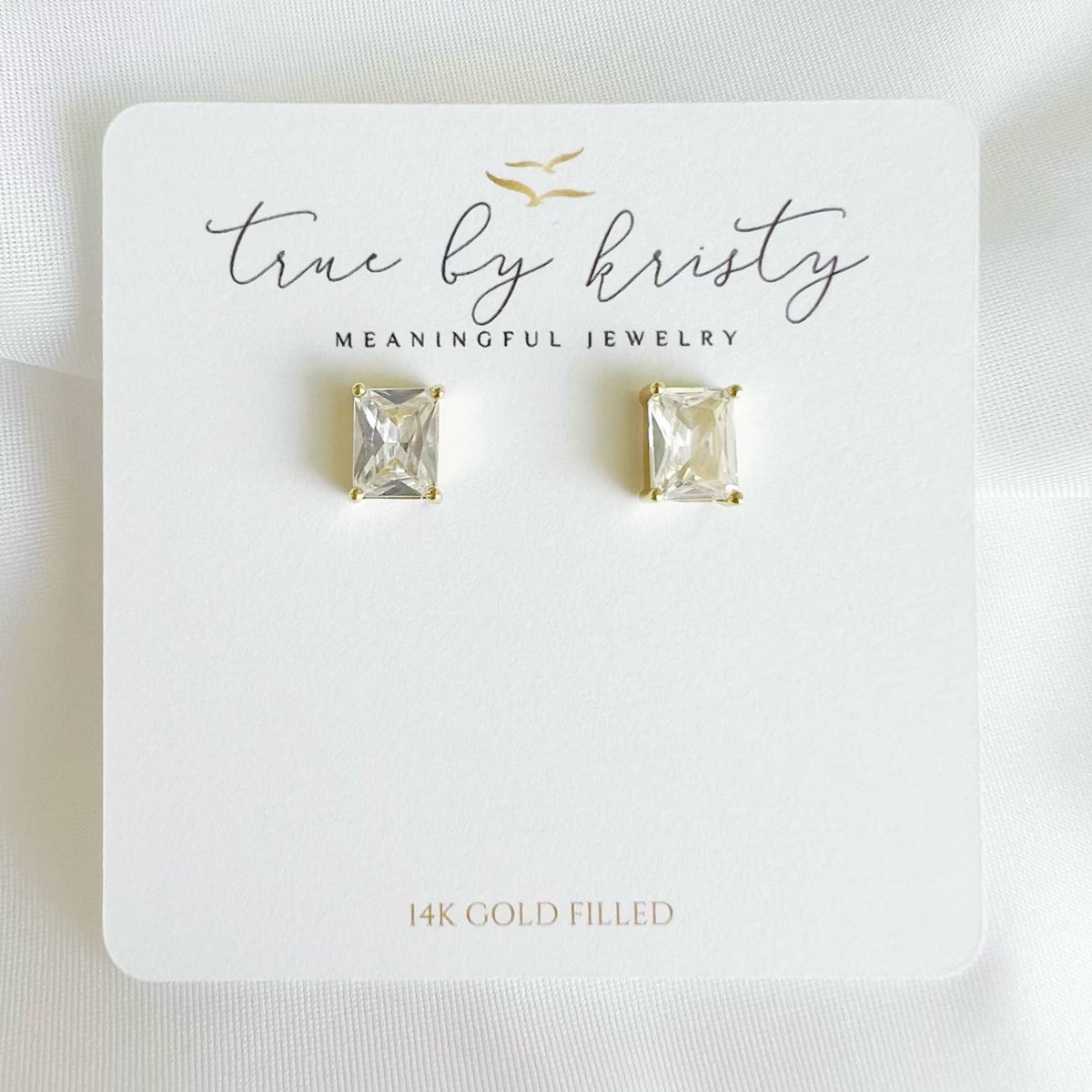 Goldie CZ Diamond Stud Earrings | 14K Gold Filled