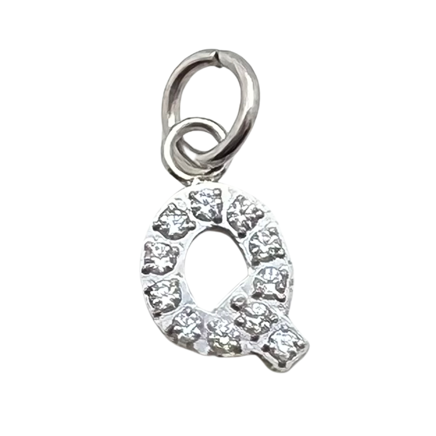 Silver Pavé CZ Initial Charm | Waterproof Letter Charm