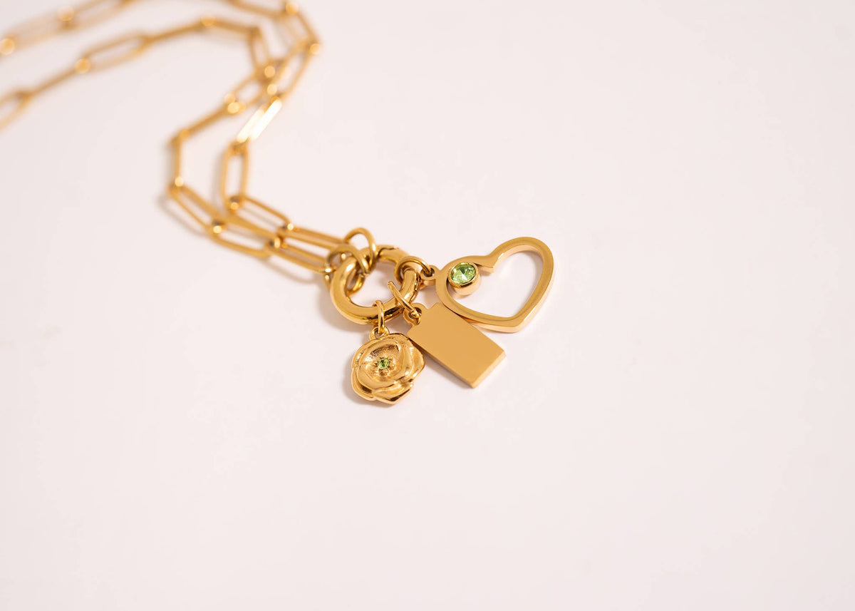 Paperclip Charm Holder Necklace | Gold & Silver Carabiner Necklace