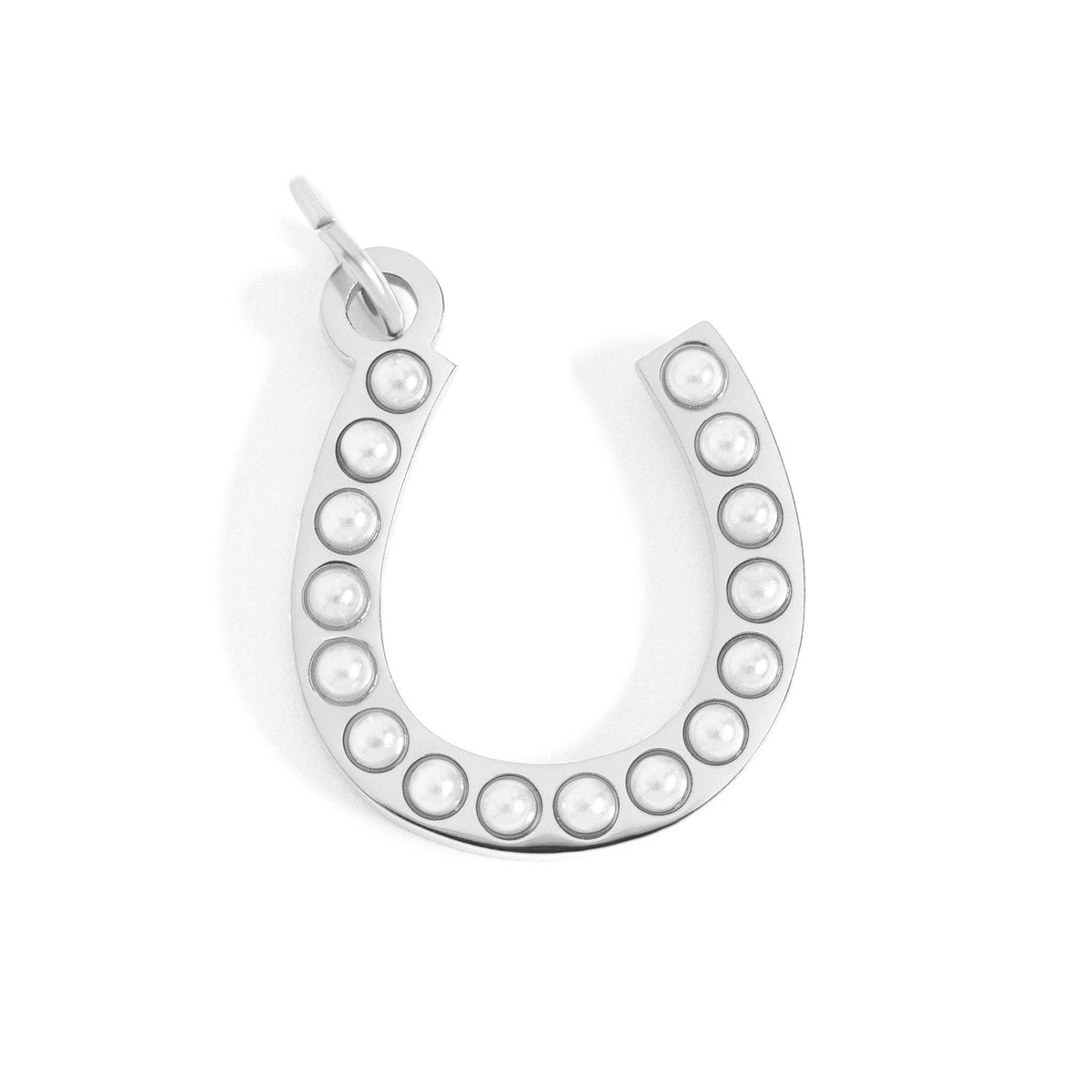 Pearl Beaded Horseshoe Charm | 18K Gold PVD