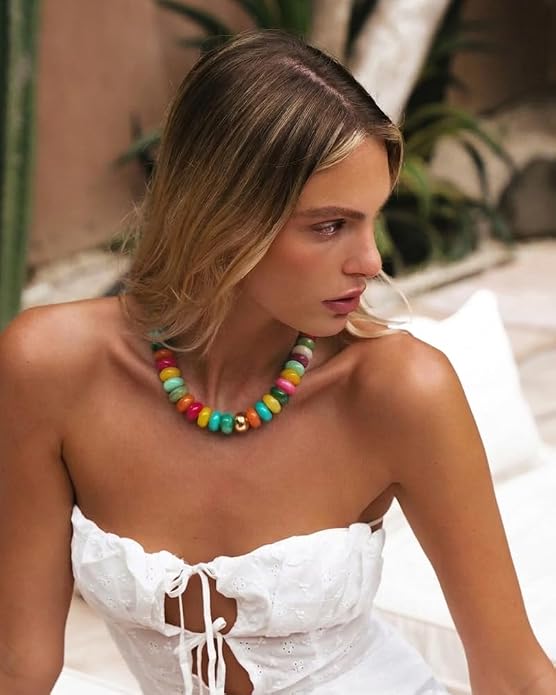 Chunky Beaded Necklace for Women Statement Necklace