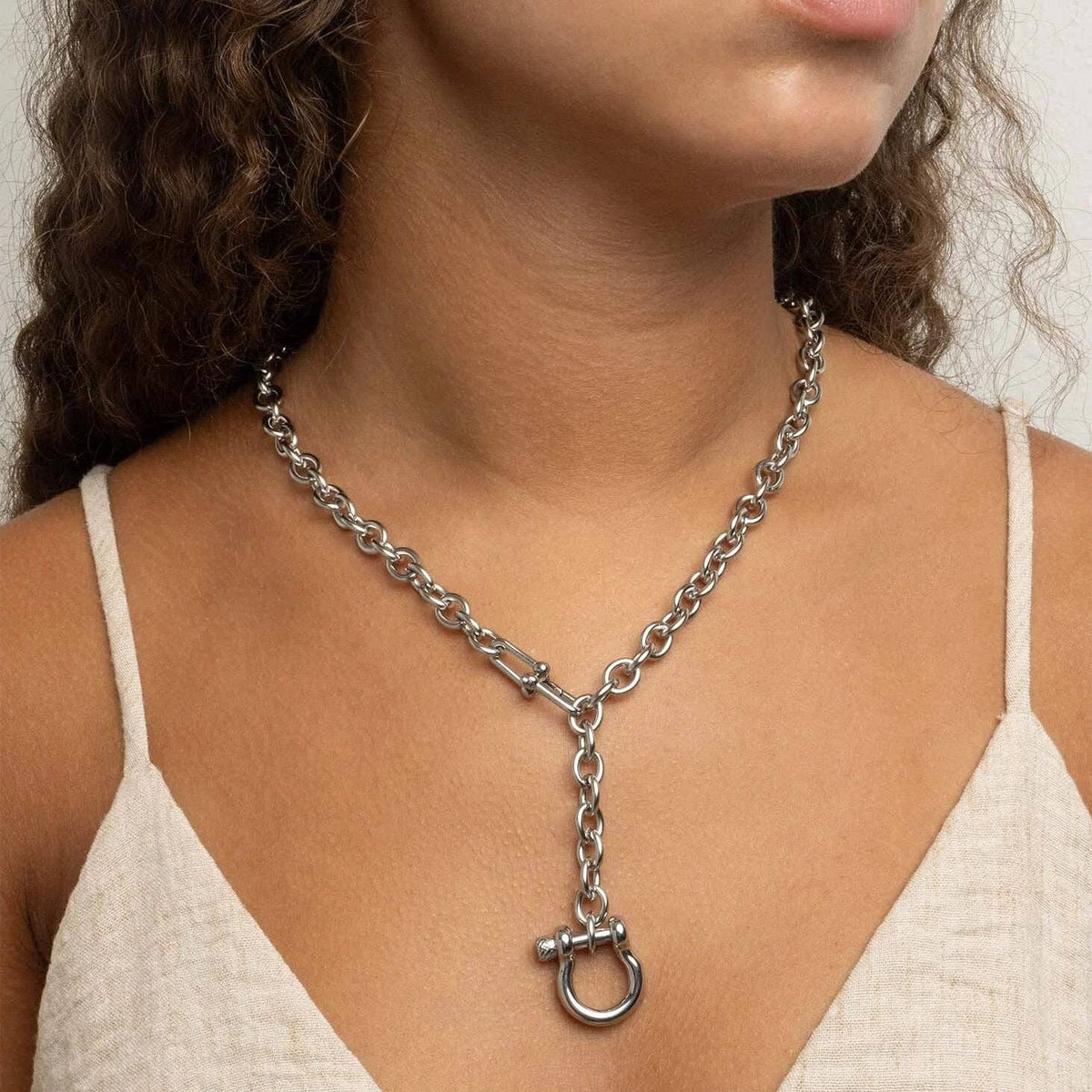 Gold Horseshoe Carabiner Y Necklace | 18K Gold PVD