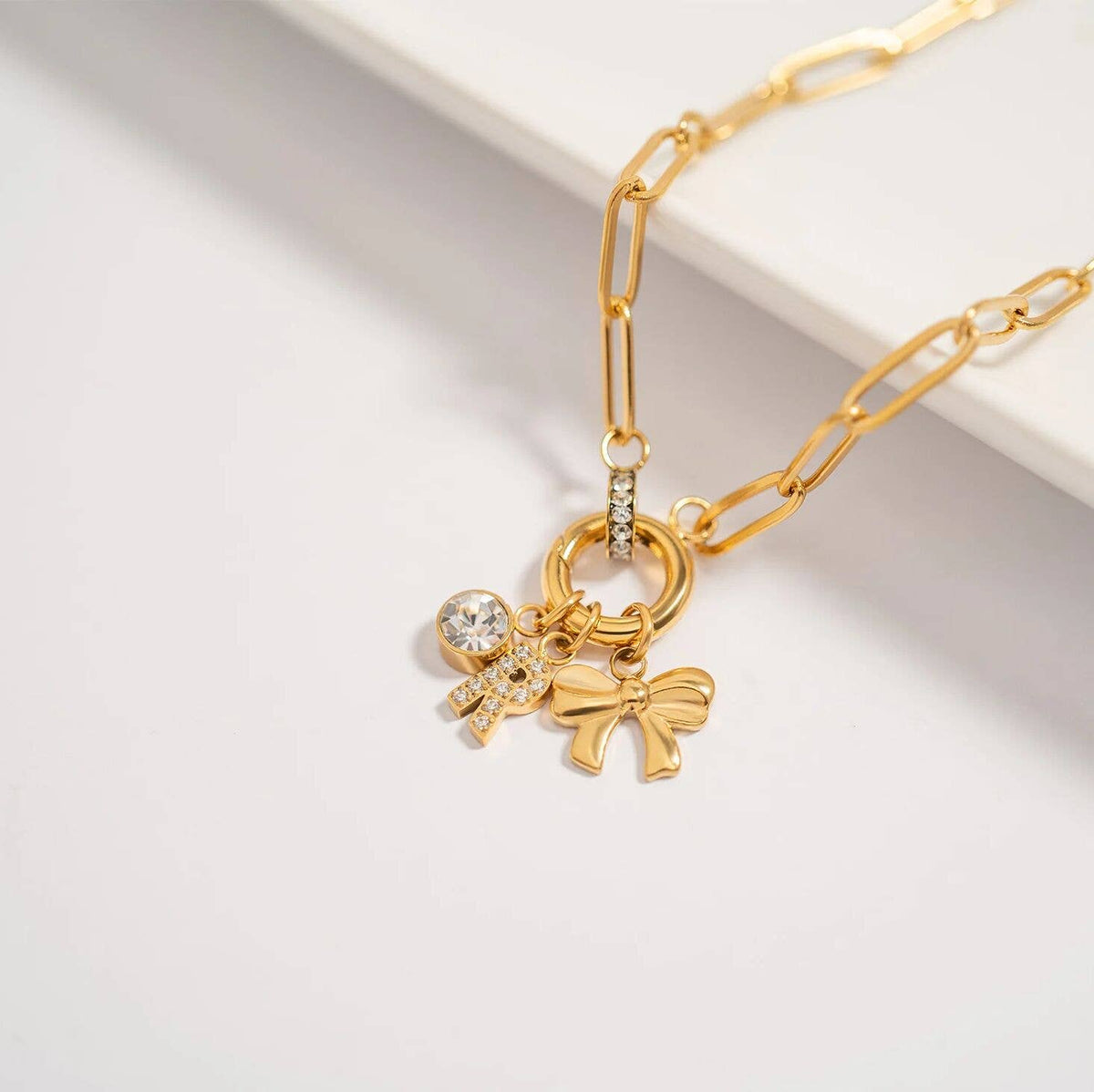 Gold Pavé CZ Initial Letter Charm | Waterproof Charm