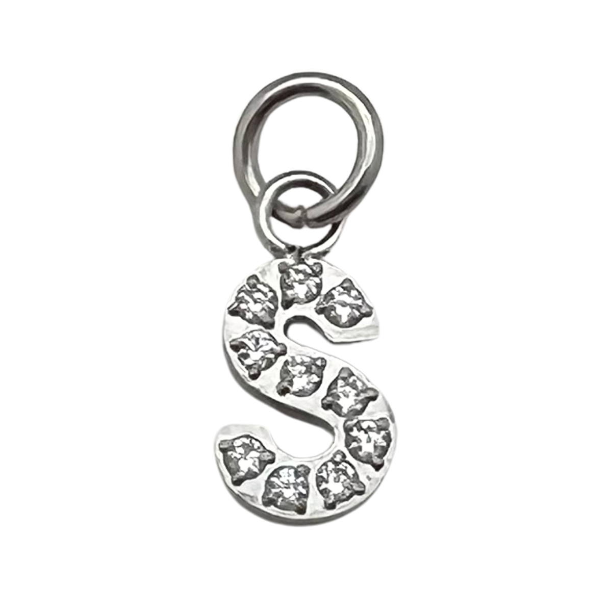 Silver Pavé CZ Initial Charm | Waterproof Letter Charm