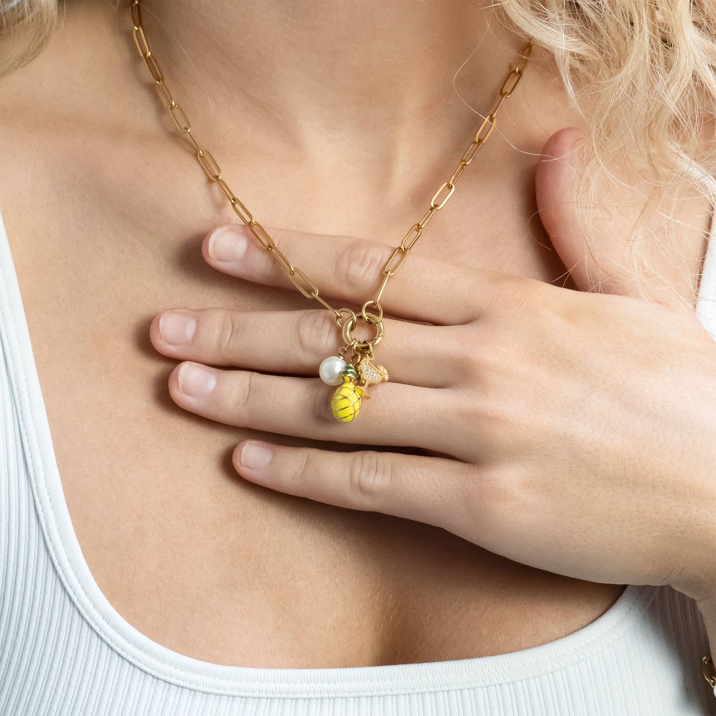 Paperclip Charm Holder Necklace | Gold & Silver Carabiner Necklace