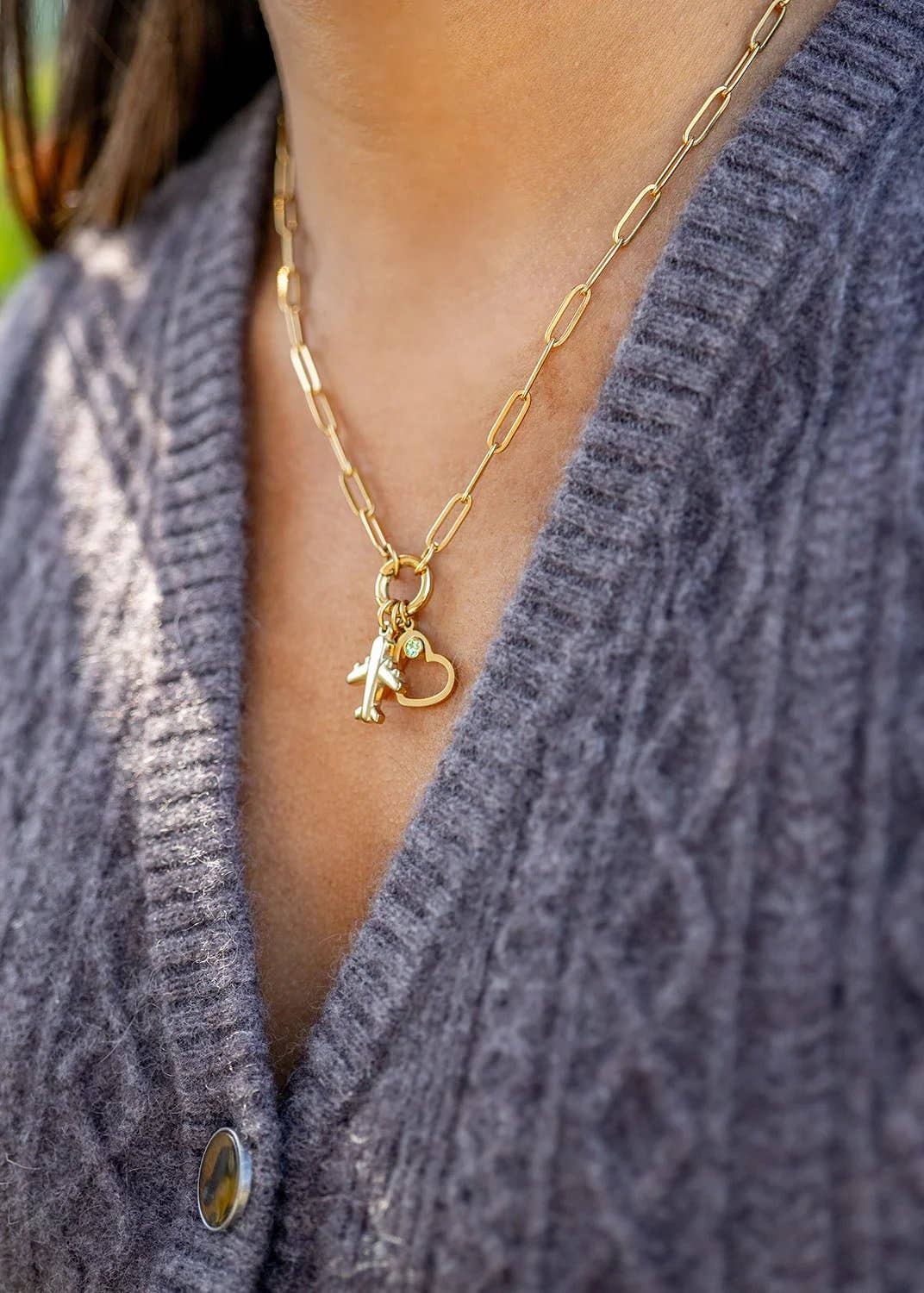 Paperclip Charm Holder Necklace | Gold & Silver Carabiner Necklace