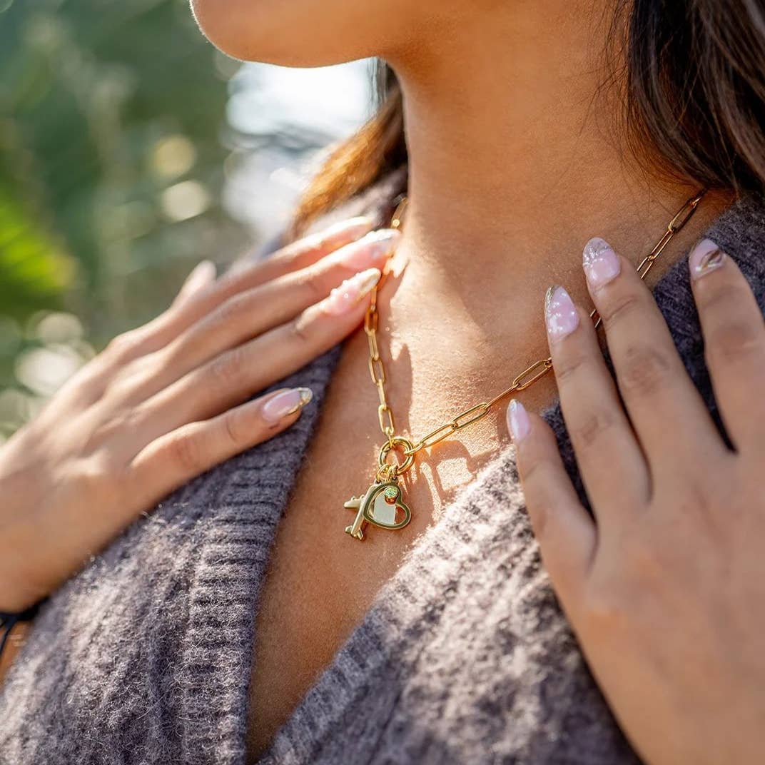 Paperclip Charm Holder Necklace | Gold & Silver Carabiner Necklace