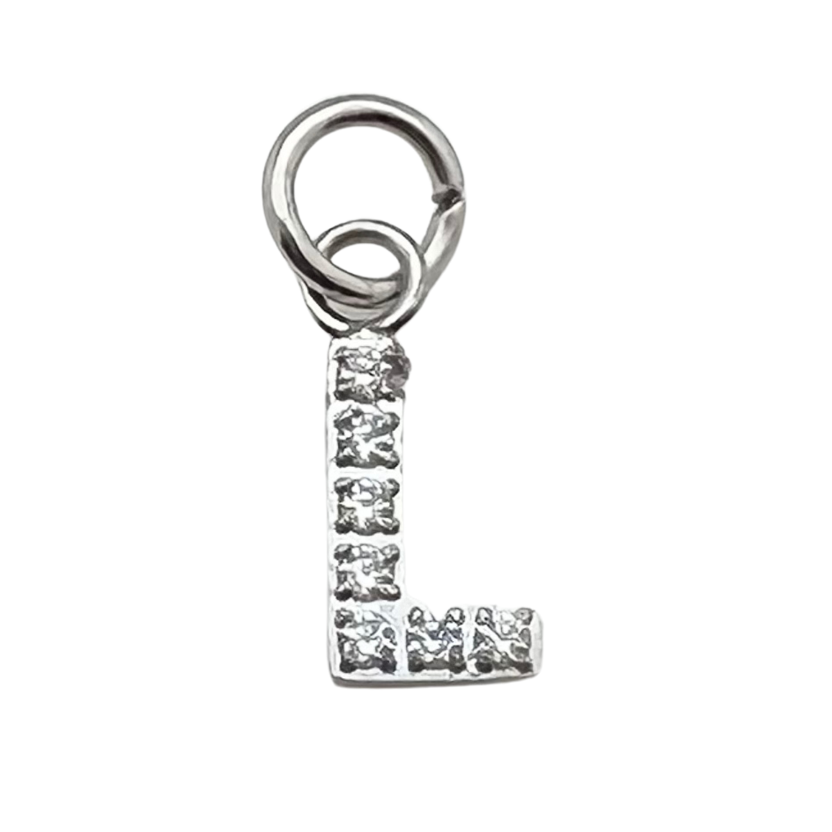 Silver Pavé CZ Initial Charm | Waterproof Letter Charm