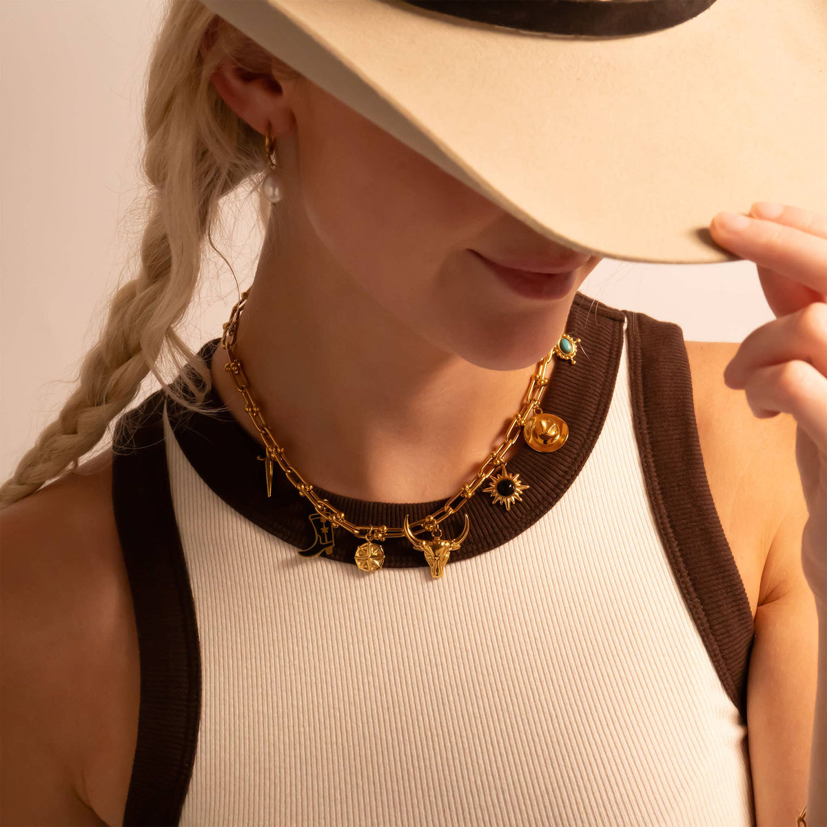 18K Gold Cowboy Hat Charm | Waterproof Western Jewelry