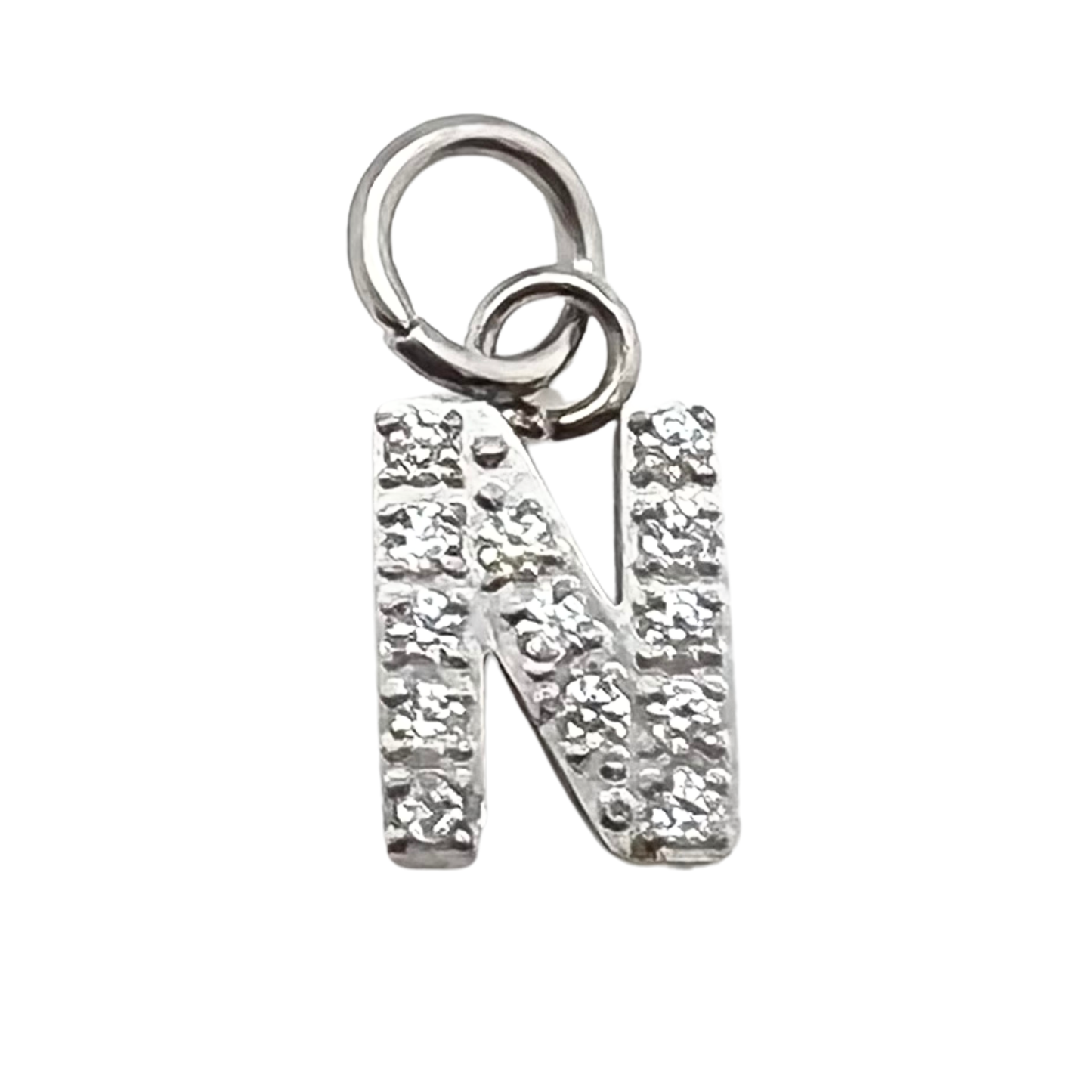 Silver Pavé CZ Initial Charm | Waterproof Letter Charm