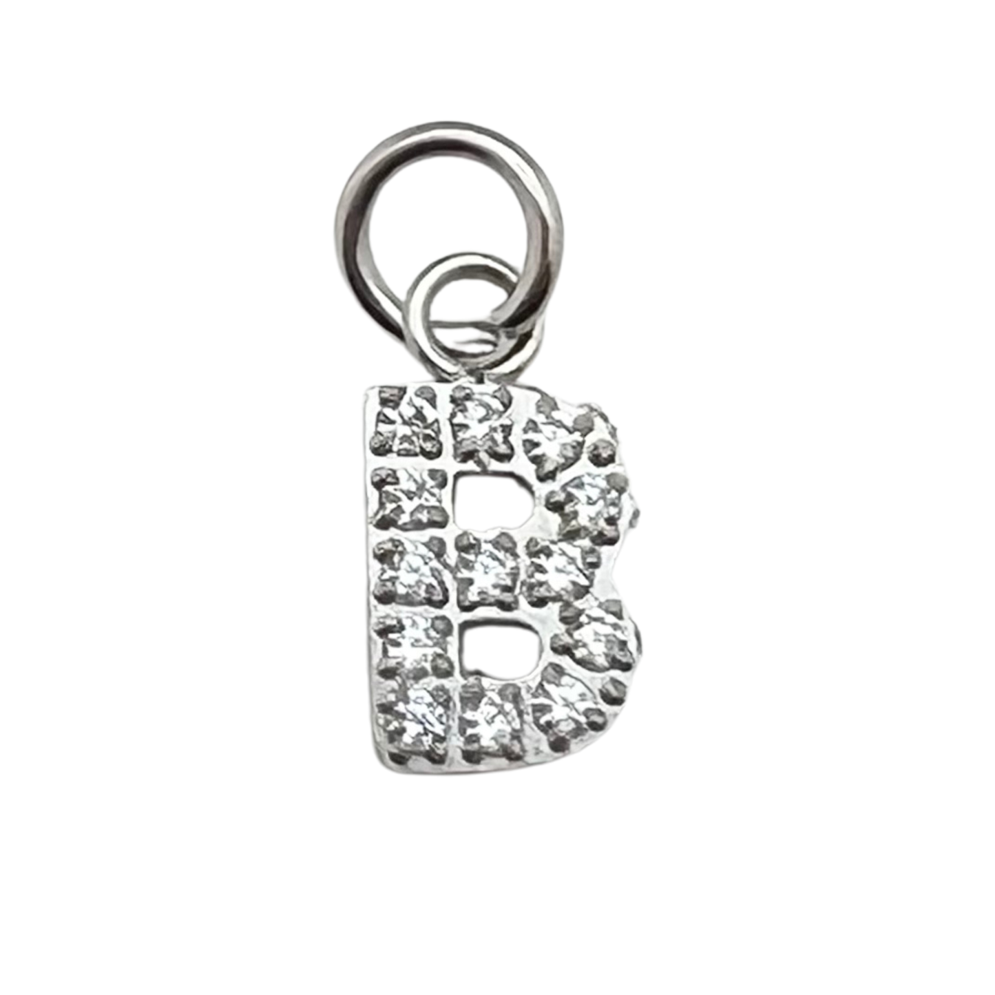 Silver Pavé CZ Initial Charm | Waterproof Letter Charm