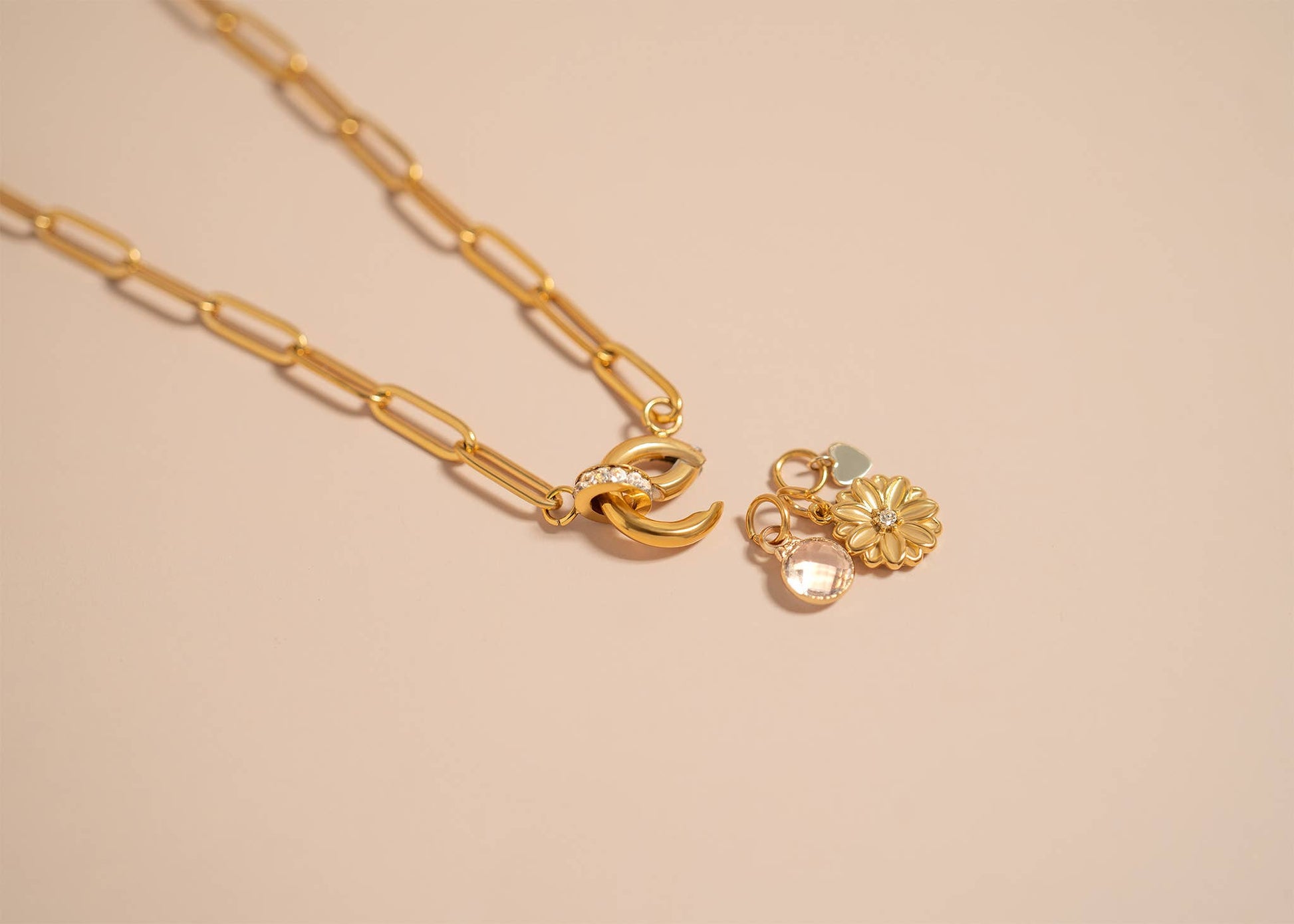 Paperclip charm holder necklace customized with charms