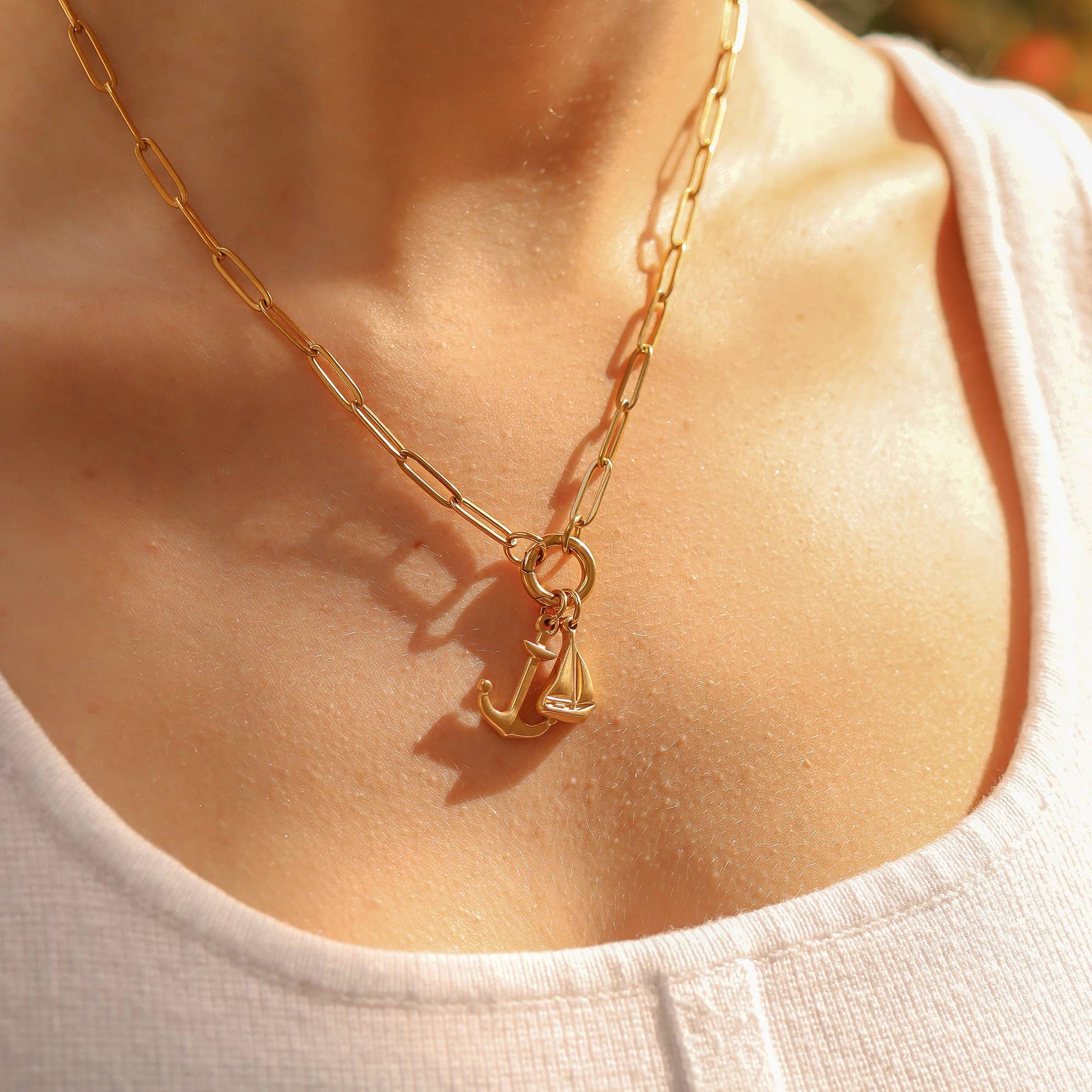 Paperclip charm holder necklace customized with charms