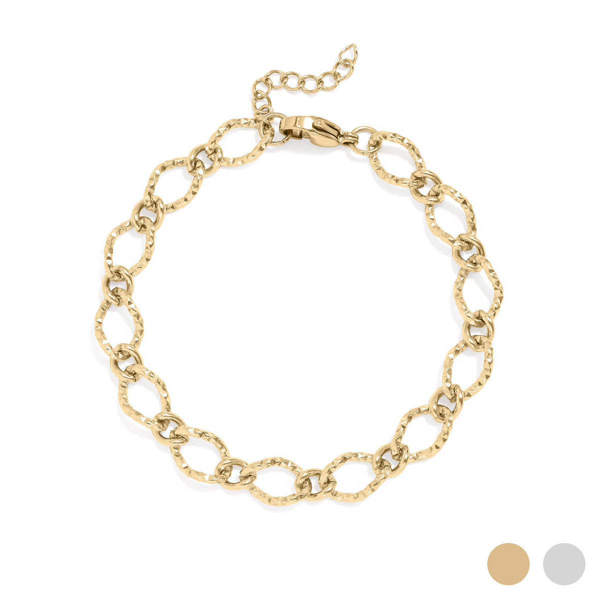 Juliette Hammered Oval Bracelet | Waterproof Gold  & Silver Jewelry