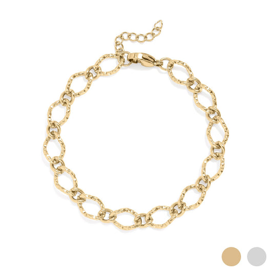 Juliette Hammered Oval Bracelet | Waterproof Gold  & Silver Jewelry