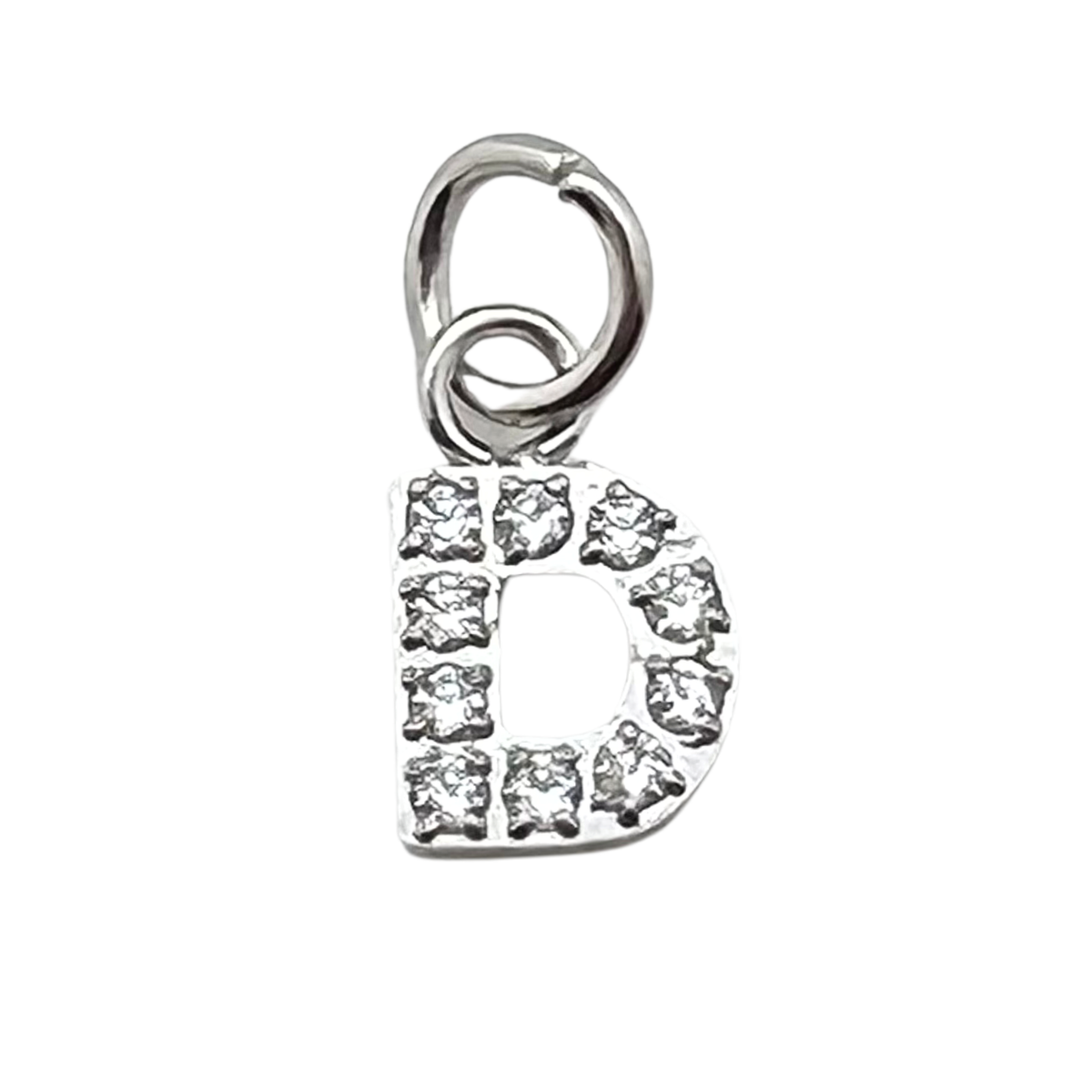 Silver Pavé CZ Initial Charm | Waterproof Letter Charm