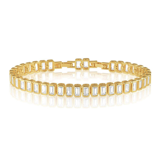 Ella CZ Tennis Bracelet with sparkling rectangular cubic zirconia stones