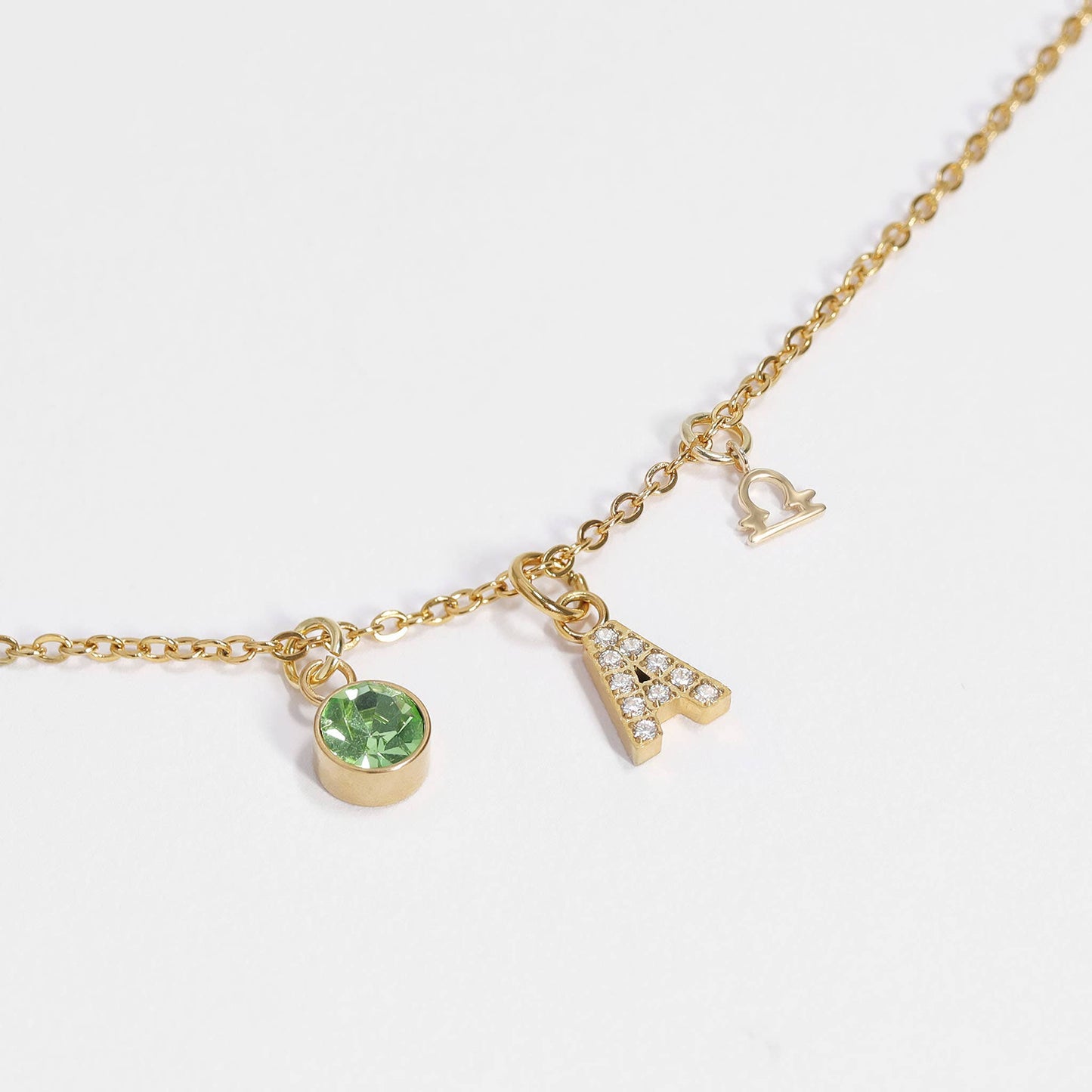 Gold Pavé CZ Initial Letter Charm | Waterproof Charm